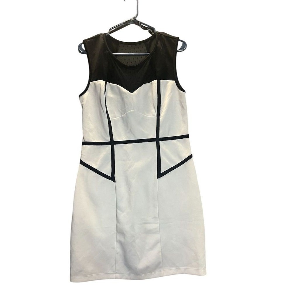 Bisou Bisou Women's 14 Black & White Sheath Dress Knee Length Workwear
